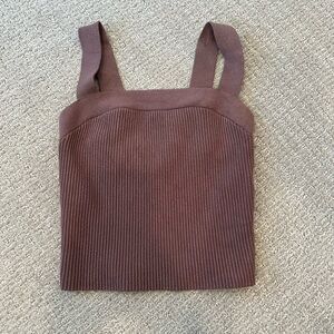 Abercrombie & Fitch Ribbed Square-Neck Tank Top - Chocolate Brown
